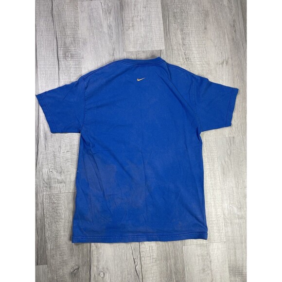 Vintage Nike Shirt Men's Size Large Center Swoosh Yellow Y2K 2000 Blue I - Picture 8 of 10